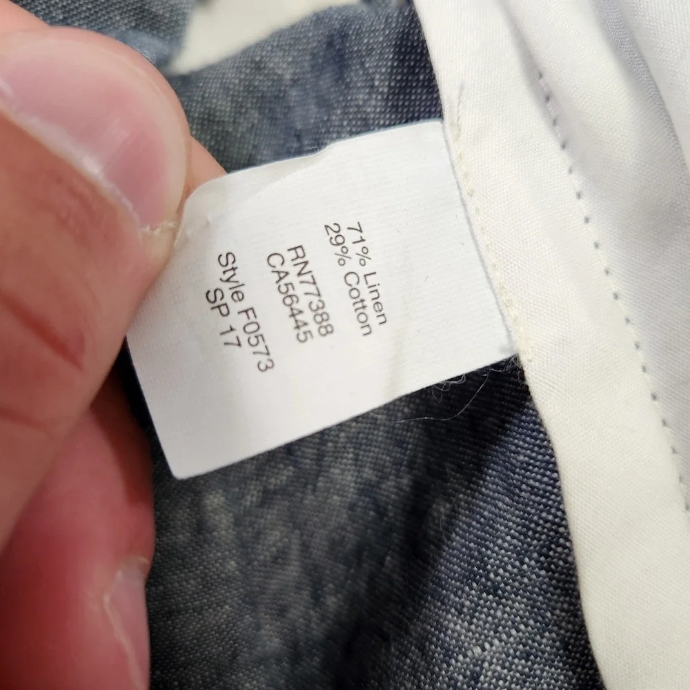 J Crew Pants Men 34x32 Sutton Chambray Linen Blend Straight Leg Blue Preppy